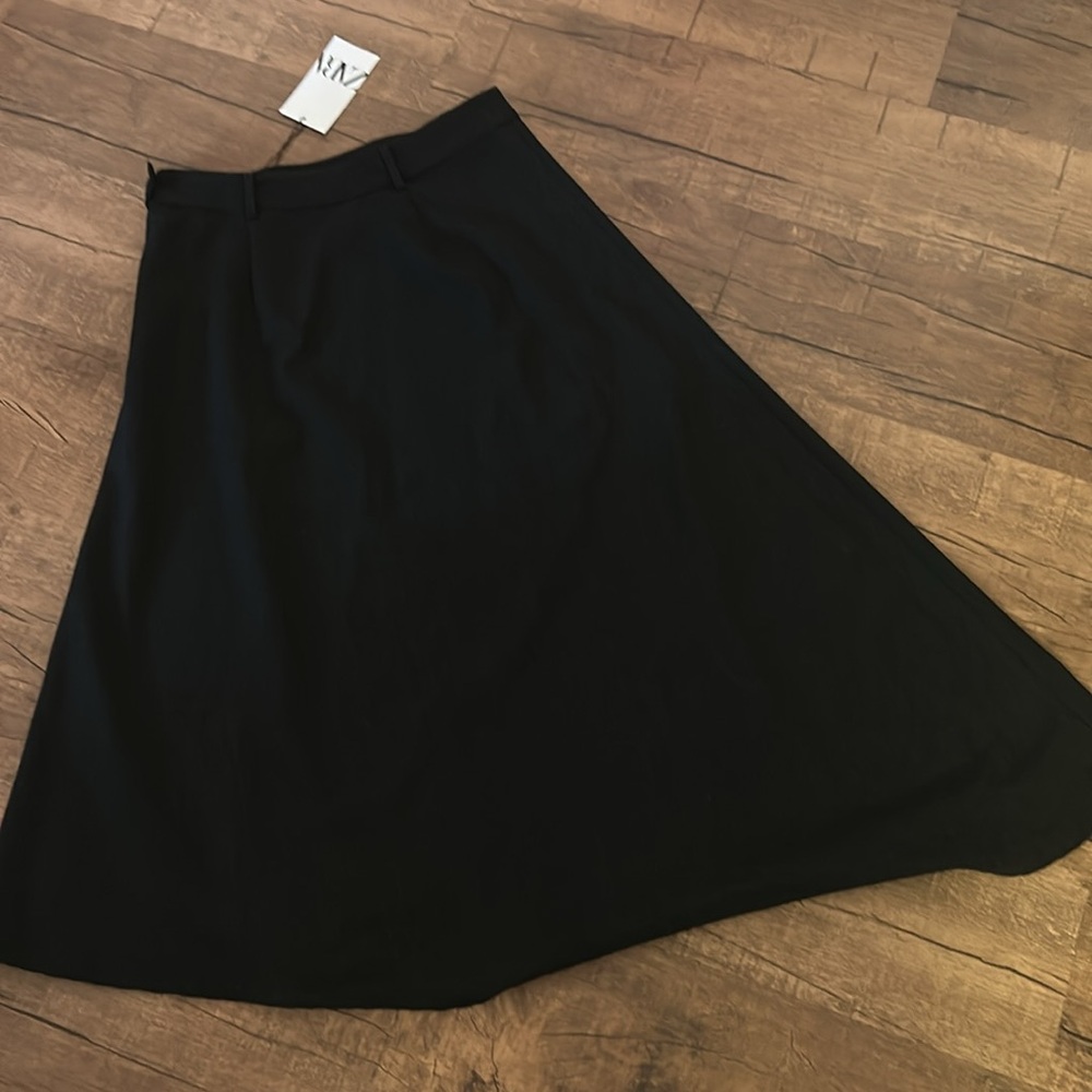 Zara Black Side High Low Midi Skirt Size M NEW - Picture 5 of 14